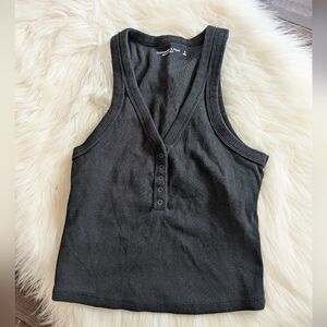 Abercrombie & Fitch Soft Rib Tank w/ Snap Button Front Size S Black Small